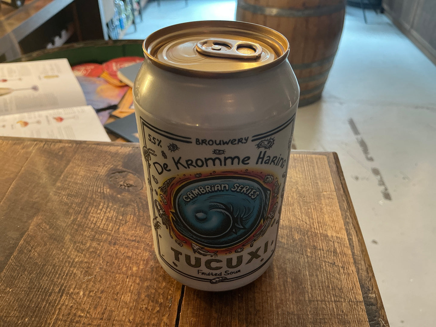 De Kromme Haring Tucuxi can – 5.5% fruited sour from Utrecht Netherlands, bright tart and fruit-forward