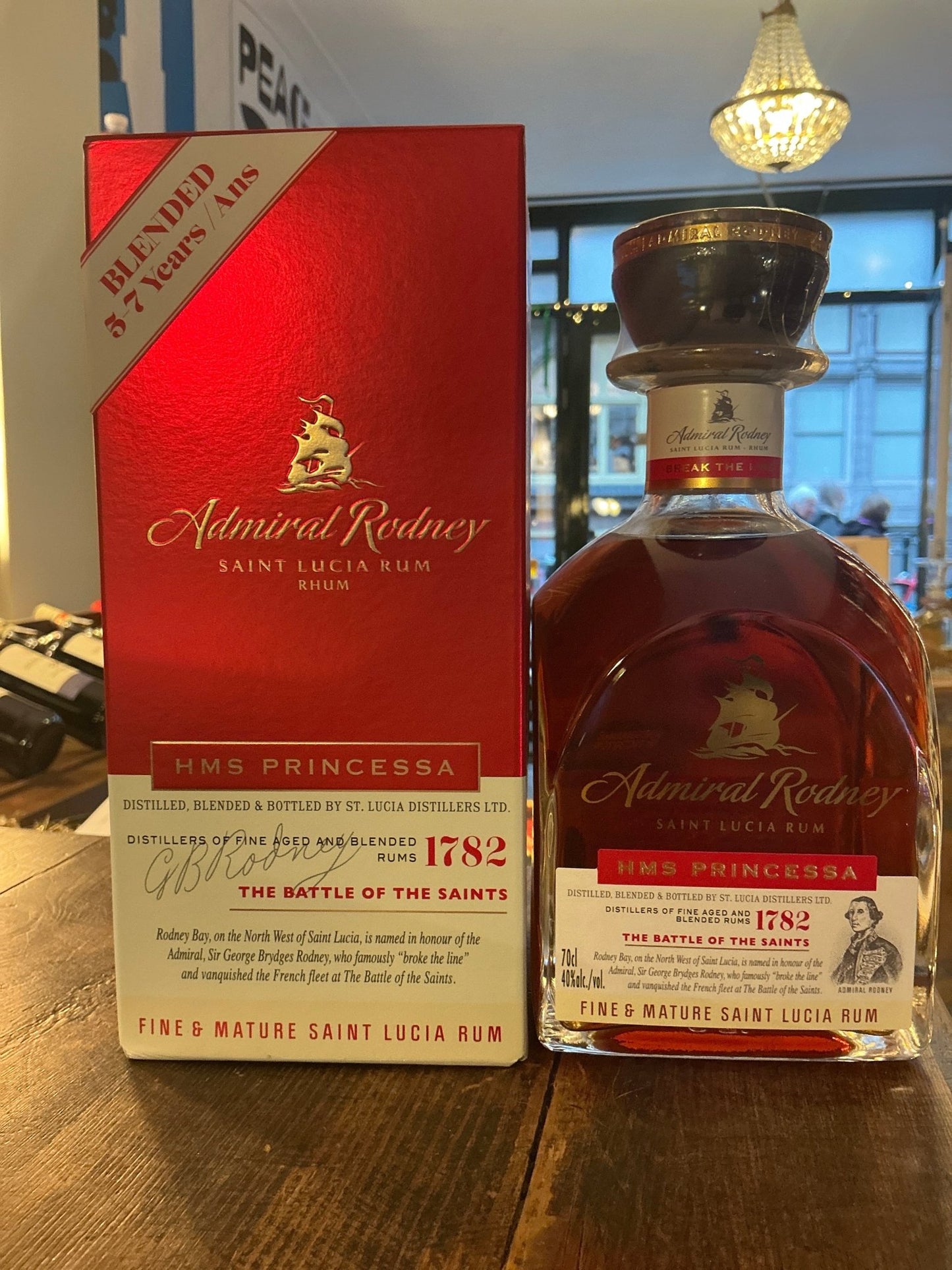 Admiral Rodney HMS Princessa aged Saint Lucia rum in a small batch, premium artisan bottle with spiced, distilled botanical.
