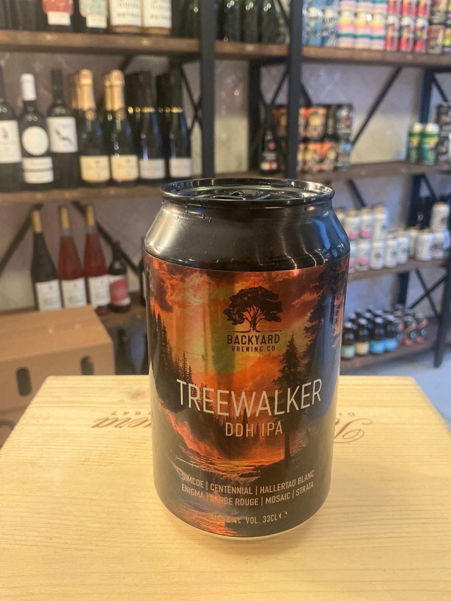 Treewalker IPA craft beer can with fiery orange and black label highlighting premium small batch artisan brew.