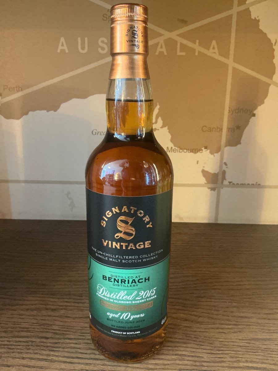 BenRiach 2015 Signatory Vintage 10 Year Old Oloroso Sherry Cask Finish Speyside Single Malt Scotch Whisky 700ml – 46% ABV