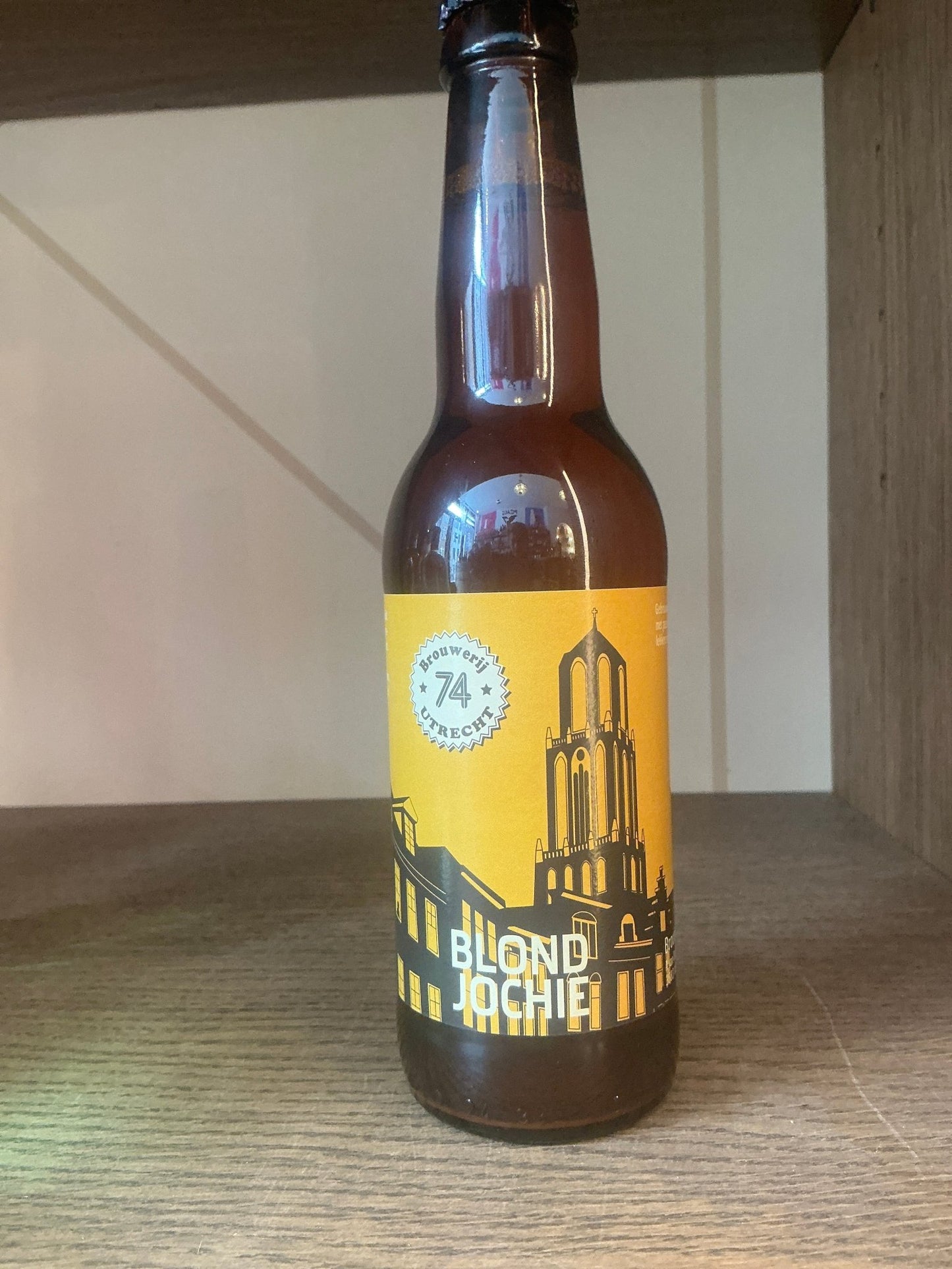 Premium Dutch Brouwerij 74 Blond Jochie craft blonde ale with artisanal label and limited edition design.