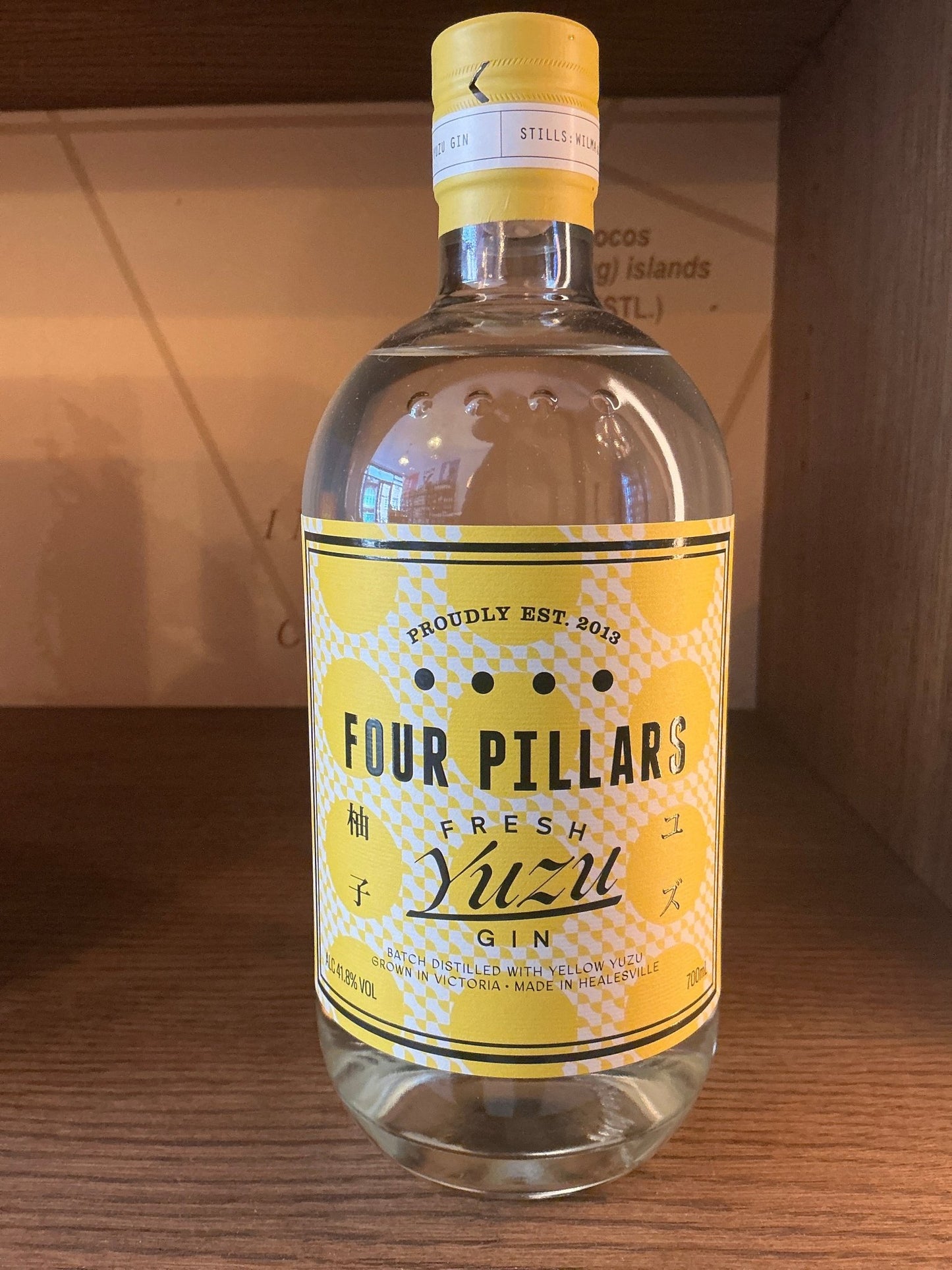 "Four Pillars Yuzu Gin 70cl bottle — Australian craft gin with Japanese yuzu citrus, by Four Pillars Distillery"