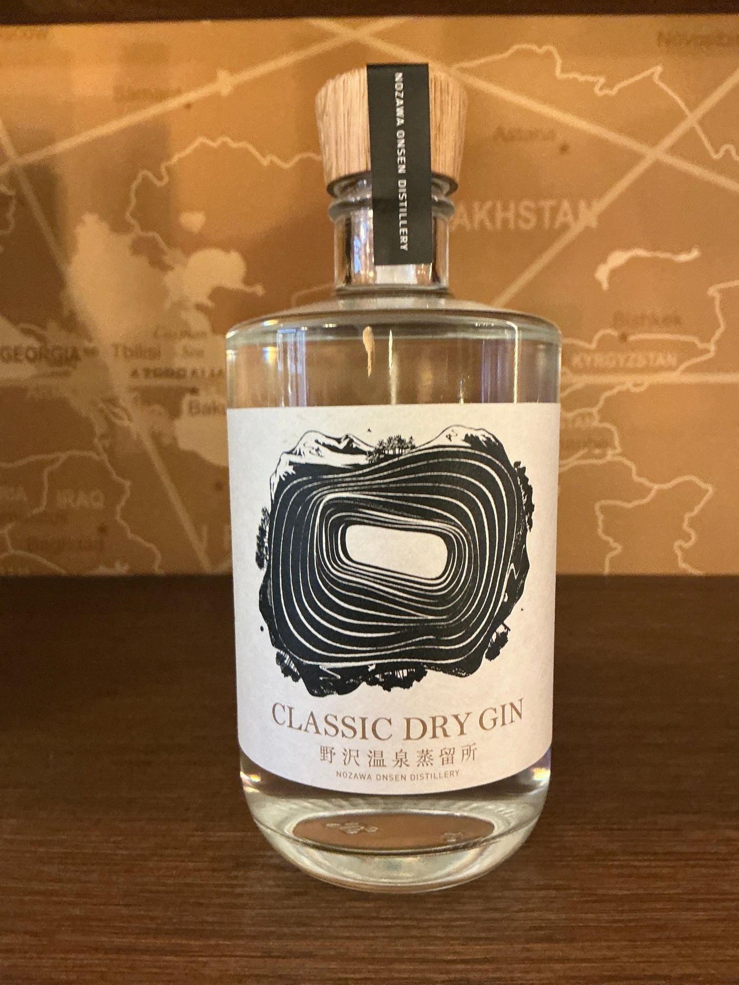 Nozawa Onsen Classic Dry Gin — Japanese craft gin from the alpine hot spring town of Nozawa Onsen, in a clear bottle with minimalist black and white label.