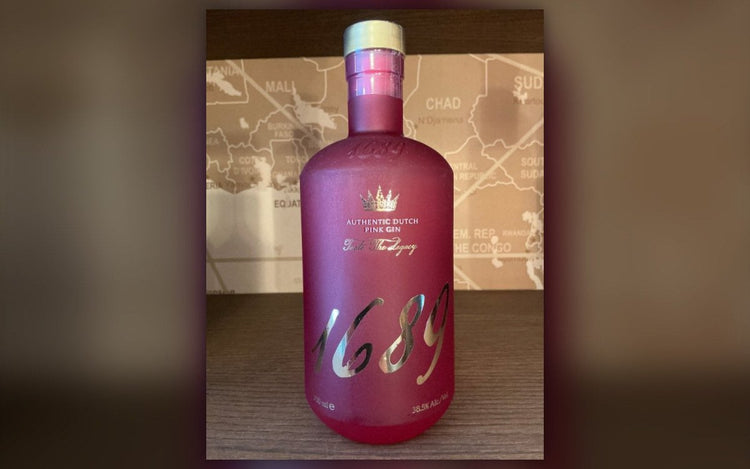 Bottle of Pink Gin 1689, from the pink and sloe gin range at Daan's Drinks