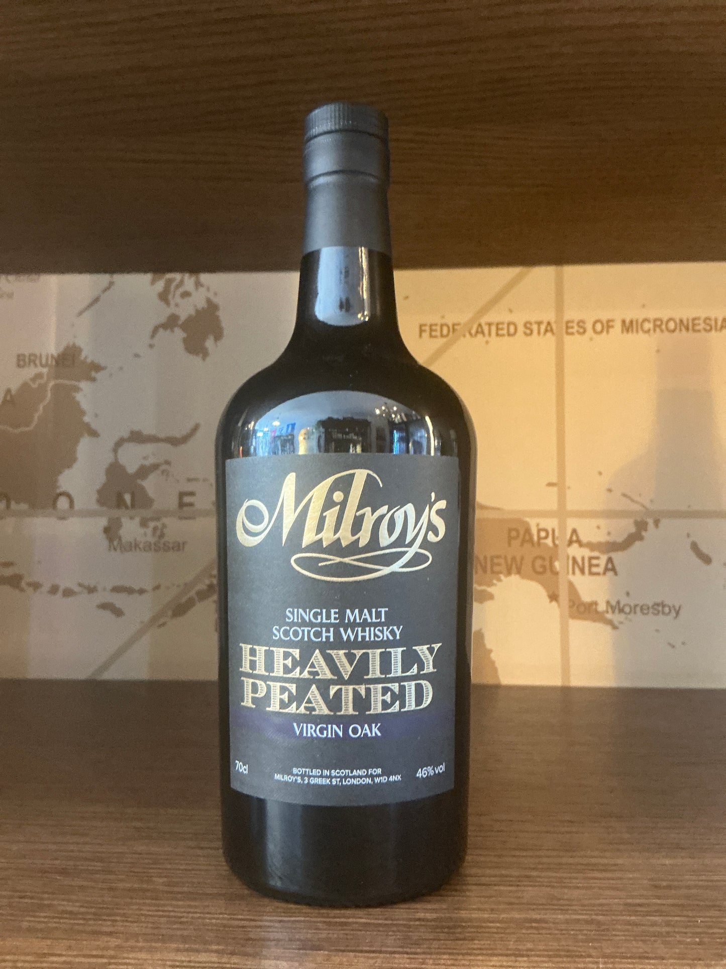 Milroy's Heavily Peated Virgin Oak Single Malt Scotch Whisky 70cl bottle, 46% ABV