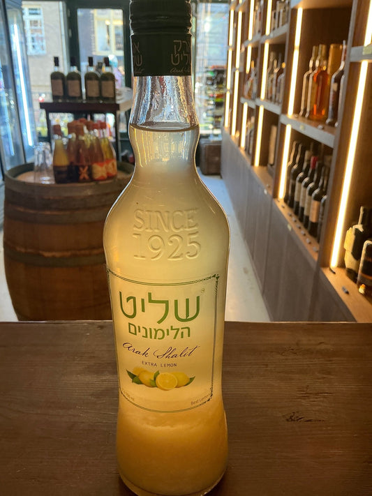 Arak Shalit Lemon premium artisan bottle with botanical lemon infusion, distilled specialty spirit.