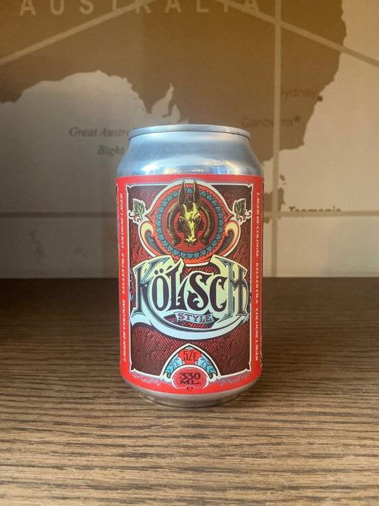 Brasserie de la Mule Kölsch Style beer can — crisp Belgian craft lager, 5% ABV