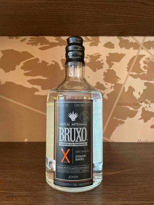 Bruxo X Espadin Barril Mezcal — barrel-aged espadín agave mezcal from Oaxaca, smoky and complex