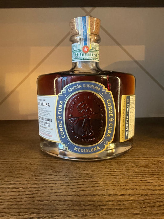 Bottle of Conde de Cuba Media Luna XO Ron Ancestral Cubano Edición Suprema, 40% ABV