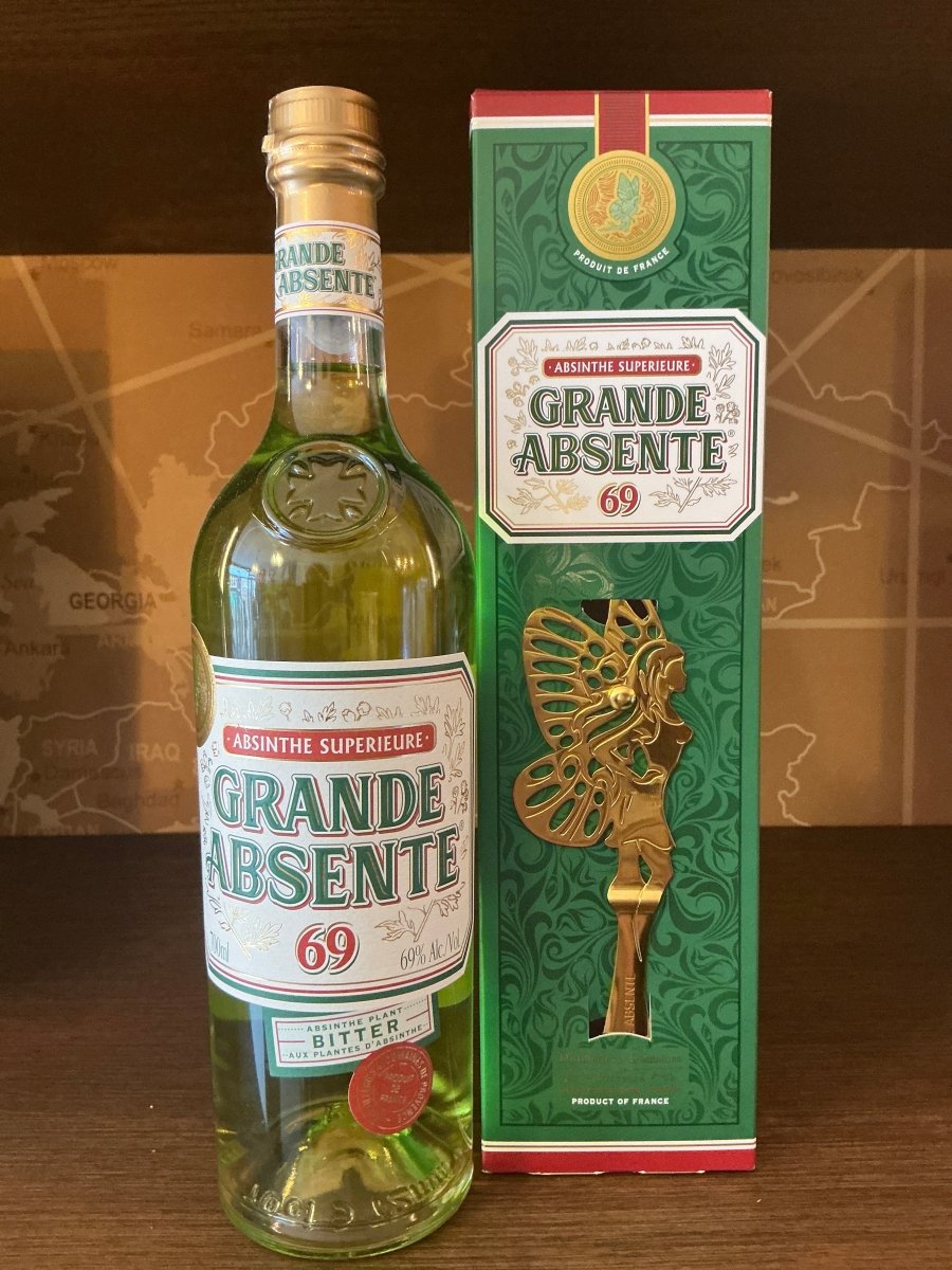 Grande Absente Absinthe Originale 700ml bottle with wormwood illustration, 69% vol