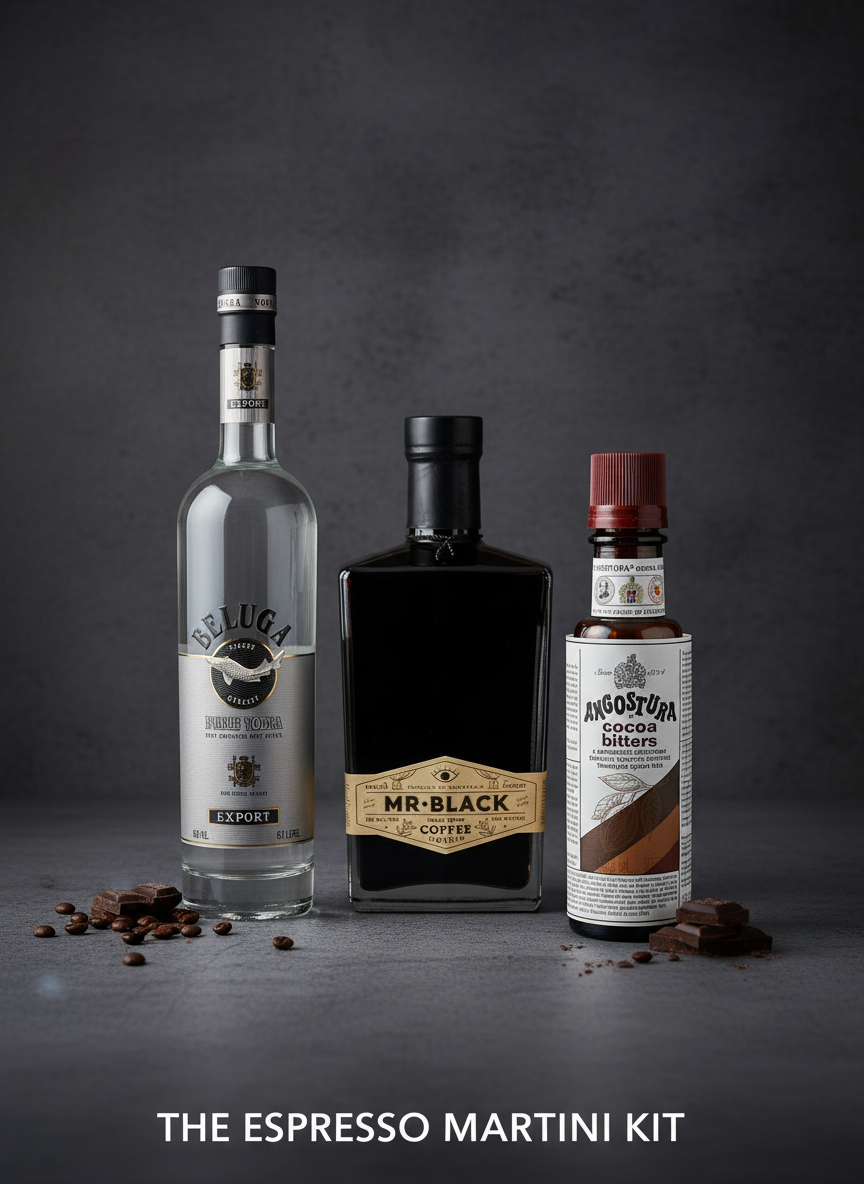 Espresso Martini Kit Collage with Cocoa Bitters