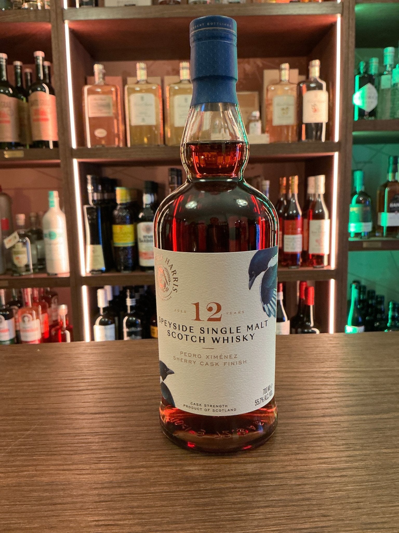Ferg & Harris Secret Speyside 12-year-old single malt Scotch whisky bottle with PX cask finish, premium artisan spirit in.