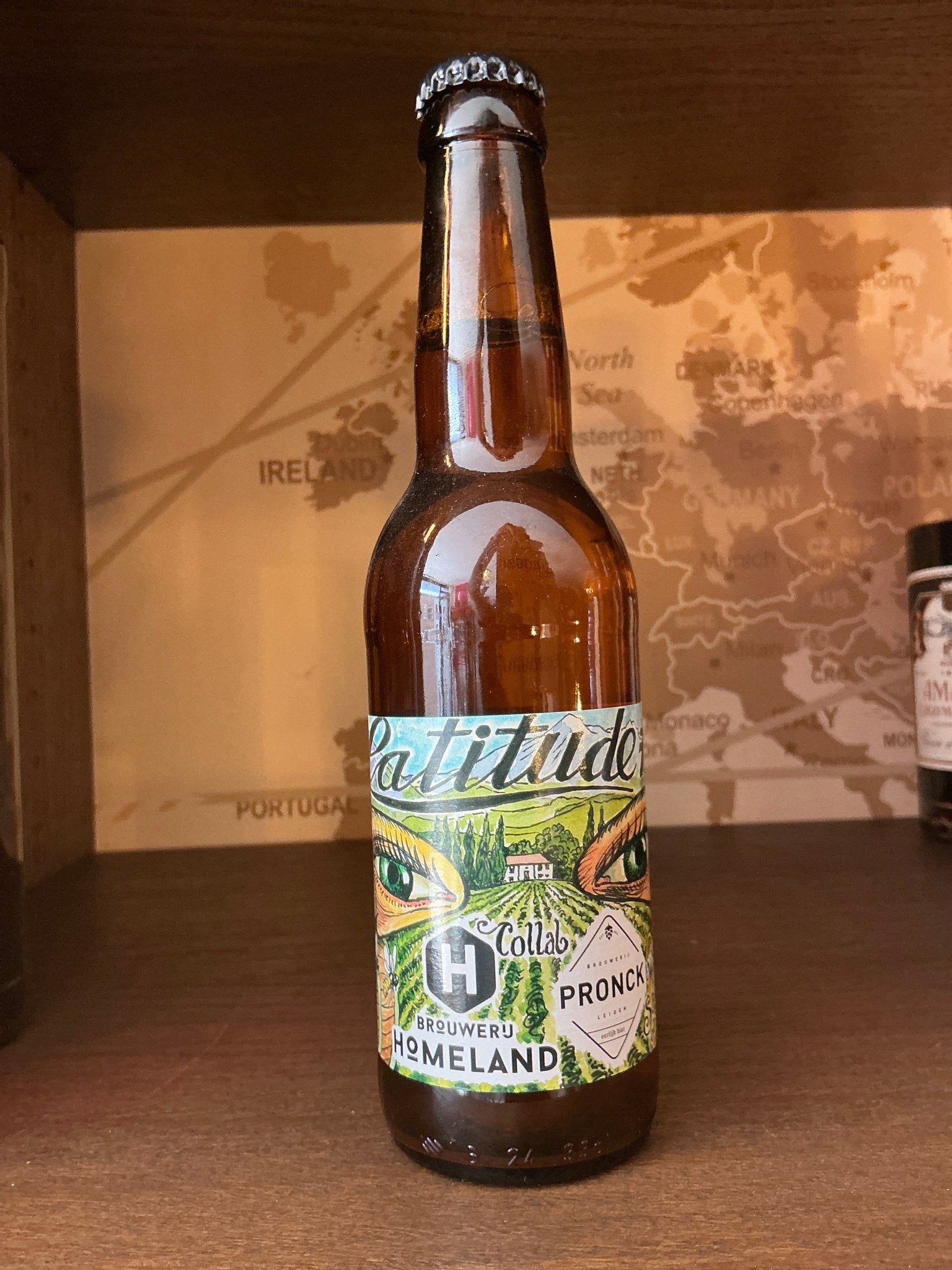 Brouwerij Homeland x Pronck Latitude #4 bottle – 7.1% Saison wild ale with French honey, white wine barrels and Chardonnay from Chateau Amsterdam