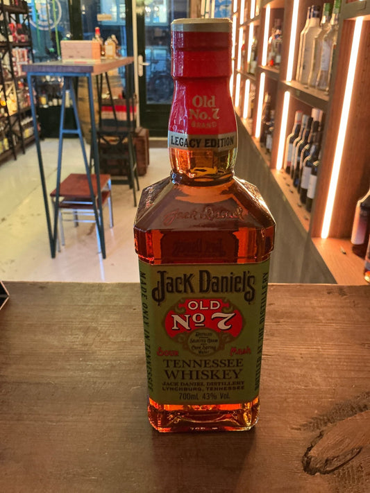 Jack Daniels Old No. 7 Tennessee Whiskey bottle, premium aged bourbon with signature spiced and distilled craft flavor,.