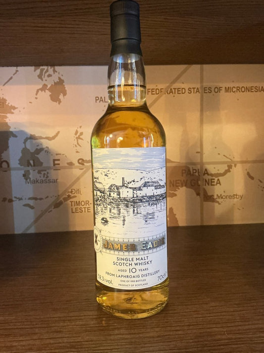 James Eadie Laphroaig 10 Year Old Cask Strength — heavily peated Islay single malt Scotch whisky, 52.3% ABV