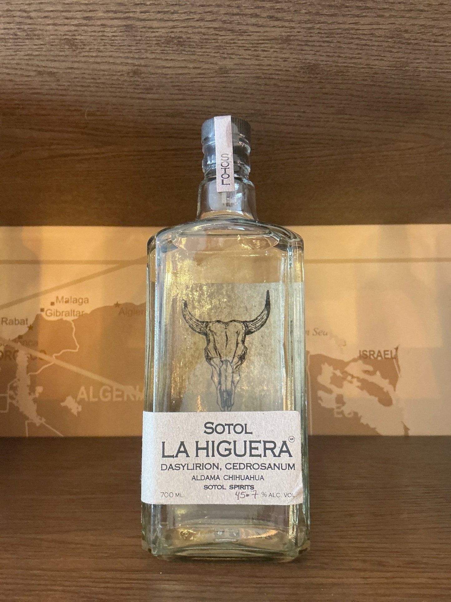 La Higuera Sotol Cedrosanum 70cl bottle – 48% wild-harvested Dasylirion cedrosanum, handcrafted in Aldama Chihuahua Mexico