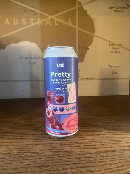 Magic Road Pretty Blueberry Cherry Pink Guava smoothie sour can — fruited pastry sour, 4.5% ABV