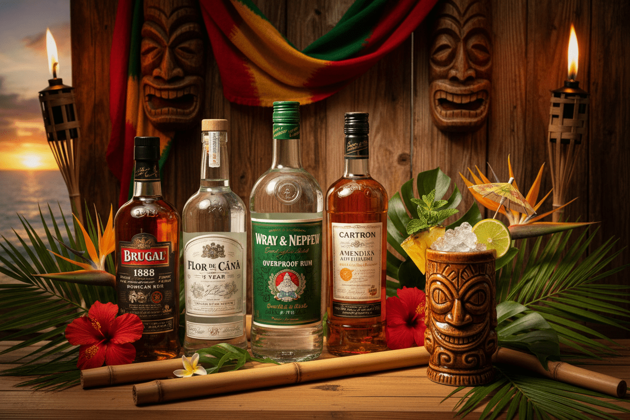 Mai Tai cocktail kit with Brugal 1888, Planteray Three Stars, Wray & Nephew Overproof, Cartron Triple Sec and almond liqueur