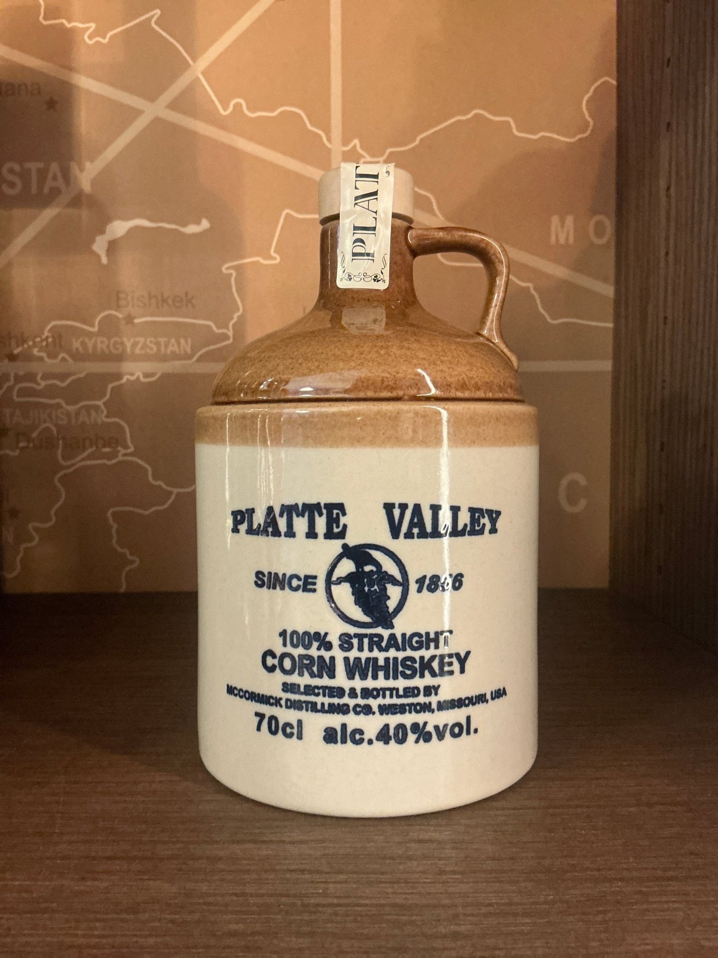 Platte Valley Corn Whiskey – American corn whiskey in iconic ceramic jug, McCormick Distilling Missouri