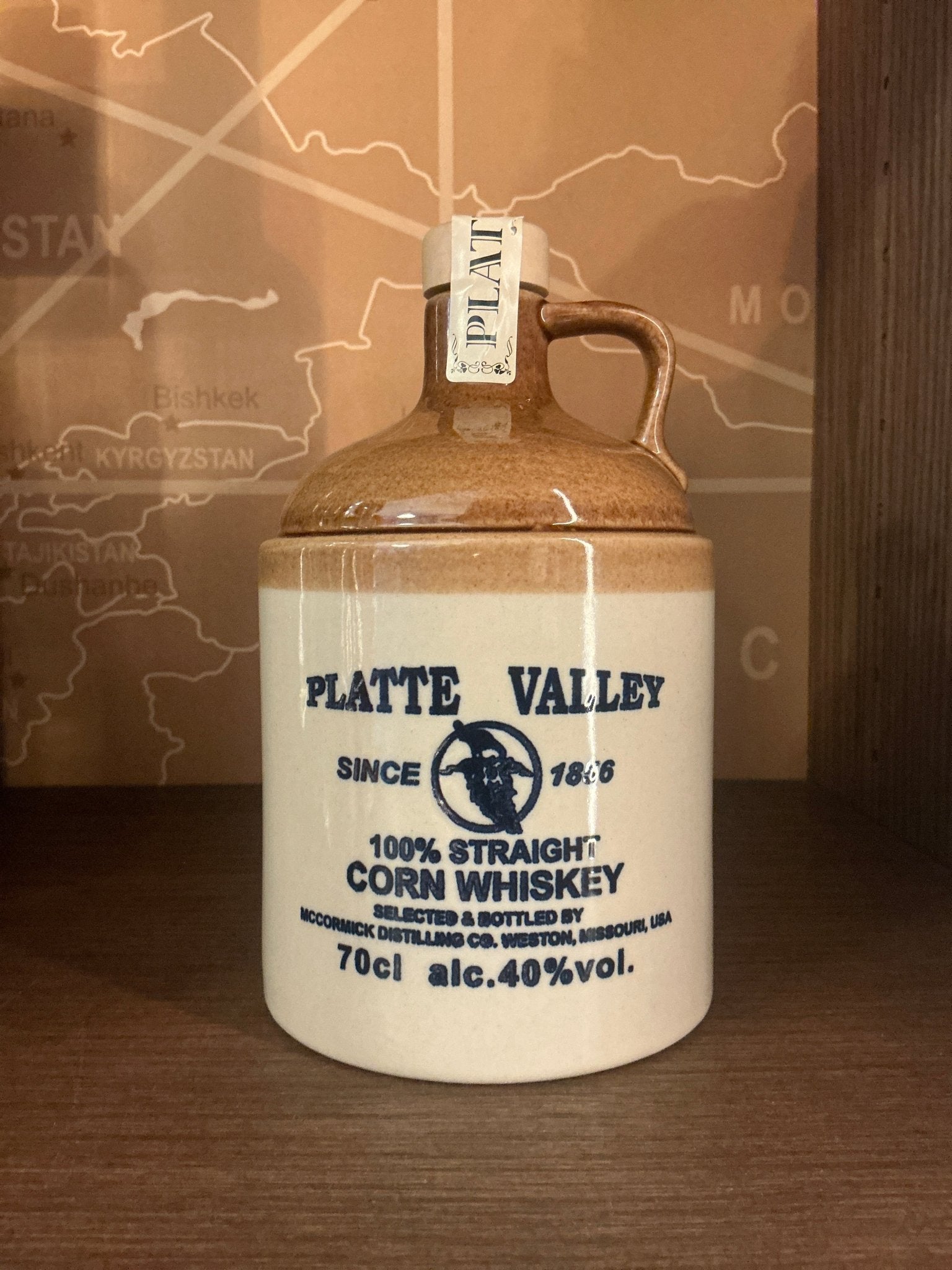 Platte Valley Corn Whiskey – American corn whiskey in iconic ceramic jug, McCormick Distilling Missouri