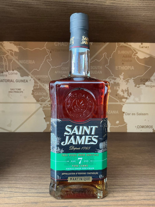 Saint James 7 Ans Très Vieux Rhum Agricole 700ml bottle — AOC Martinique aged rum, pure sugarcane, 43% ABV, Depuis 1765