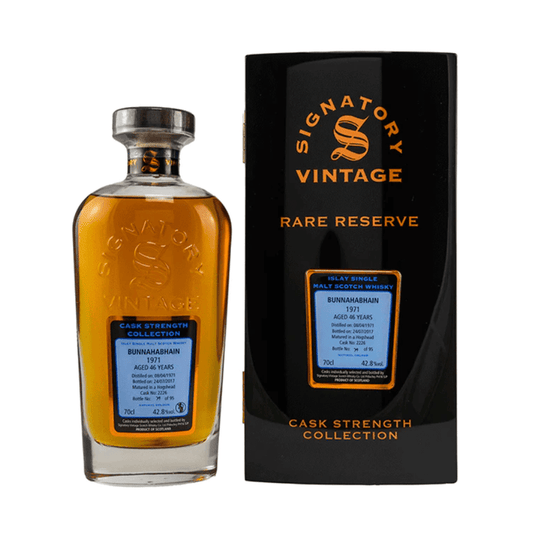 Signatory Bunnahabhain 1971 Rare Reserve 70cl bottle — over 50 year old Islay single malt Scotch whisky by Signatory Vintage