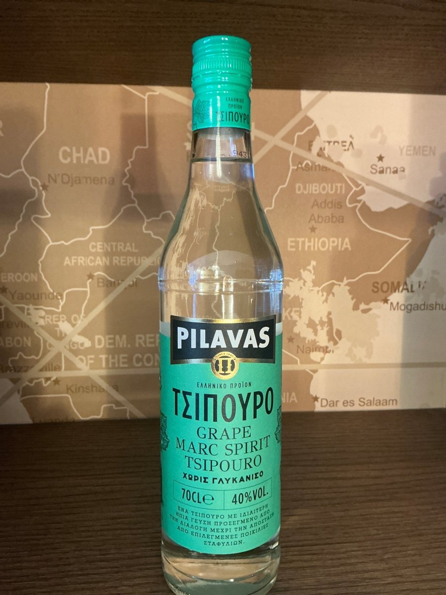 Tsipouro Pilavas Green Label 700ml bottle, Greek grape pomace spirit, 40% vol