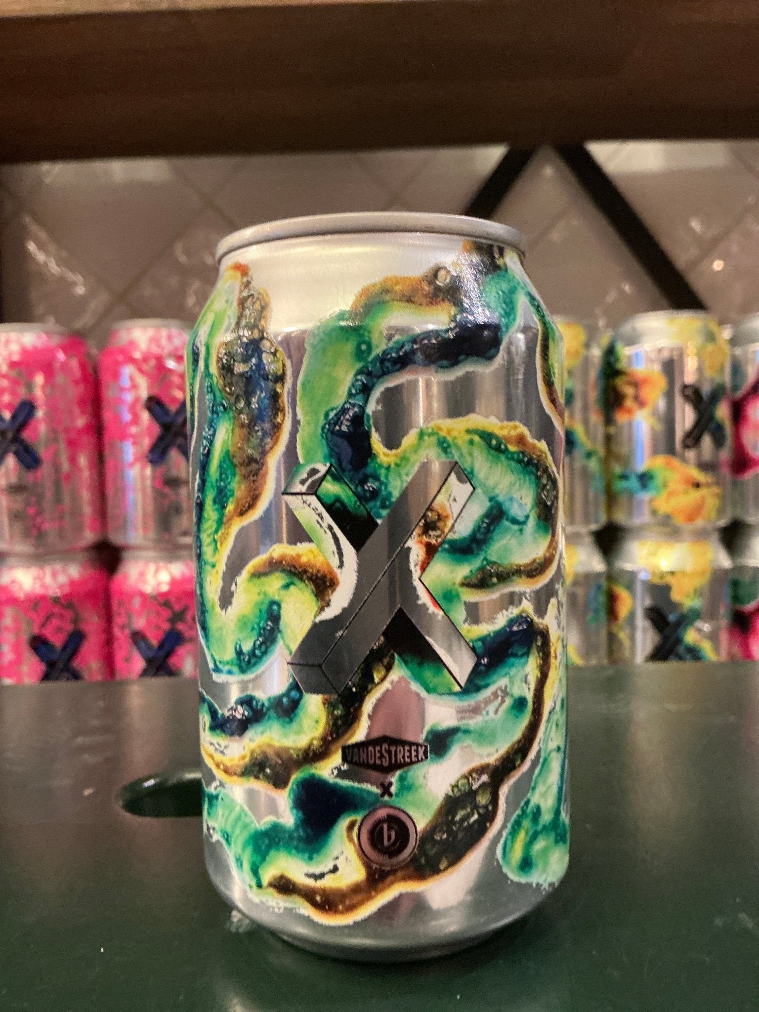 Van de Streek x Van Moll Barrel Collab Series #2 Black Wheat Wine craft beer can with intricate green, black, and gold.