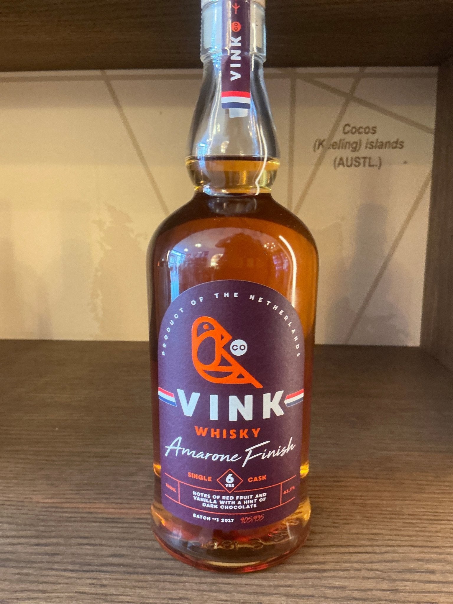 Vink Whisky 6 Year Old Single Cask Amarone Finish — Dutch single malt whisky, 700ml bottle