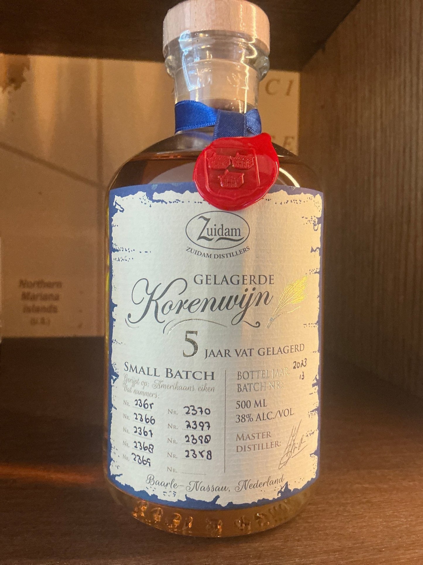 Zuidam Korenwijn 5 Year bottle — aged Dutch genever from Zuidam Distillers, Baarle-Nassau